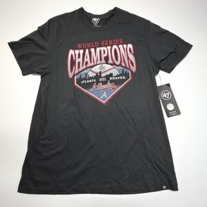 '47 Brand Atlanta Braves 2021 World Series Champions T-Shirt Black Men's L NWT